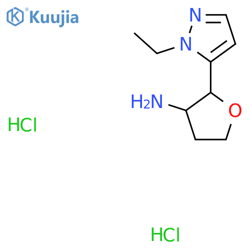 2-(1-ethyl-1H-pyrazol-5-yl)oxolan-3-amine dihydrochloride structure