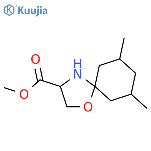 1-Oxa-4-azaspiro[4.5]decane-3-carboxylic acid, 7,9-dimethyl-, methyl ester structure
