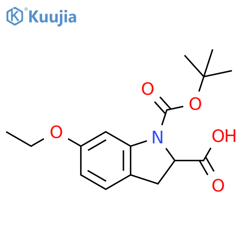 1H-Indole-1,2-dicarboxylic acid, 6-ethoxy-2,3-dihydro-, 1-(1,1-dimethylethyl) ester structure