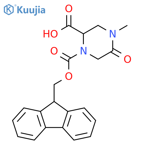 1-{[(9H-fluoren-9-yl)methoxy]carbonyl}-4-methyl-5-oxopiperazine-2-carboxylic acid structure