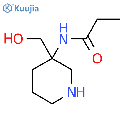 N-[3-(hydroxymethyl)piperidin-3-yl]propanamide structure