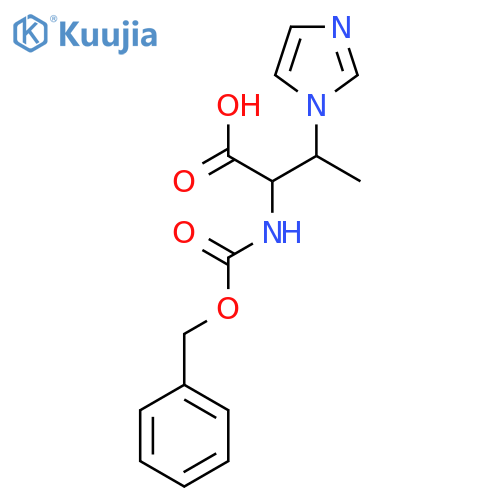 2-{(benzyloxy)carbonylamino}-3-(1H-imidazol-1-yl)butanoic acid structure