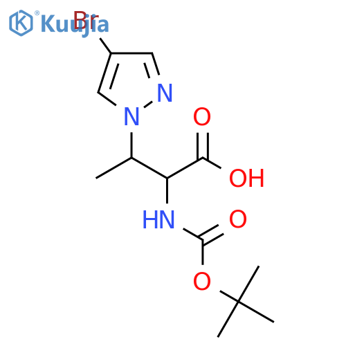 3-(4-bromo-1H-pyrazol-1-yl)-2-{(tert-butoxy)carbonylamino}butanoic acid structure