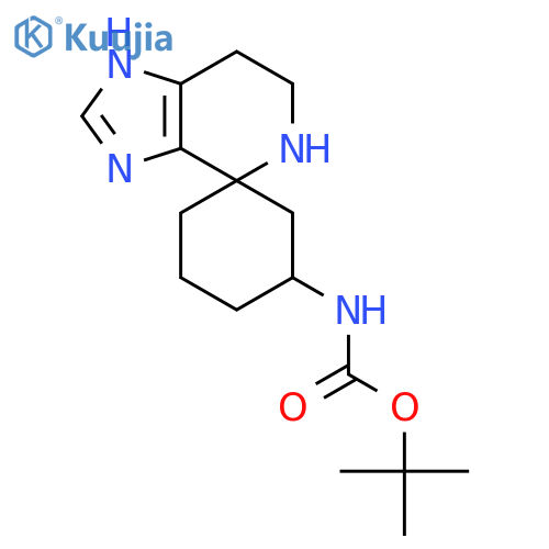 tert-butyl N-{3',5',6',7'-tetrahydrospirocyclohexane-1,4'-imidazo4,5-cpyridine-5-yl}carbamate structure
