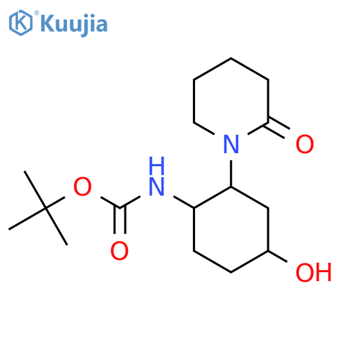 tert-butyl N-[4-hydroxy-2-(2-oxopiperidin-1-yl)cyclohexyl]carbamate structure