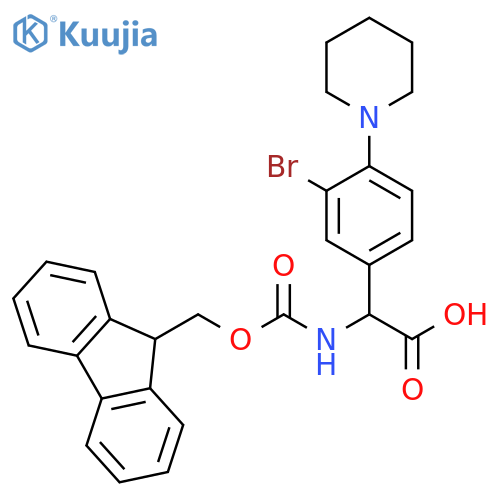 Benzeneacetic acid, 3-bromo-α-[[(9H-fluoren-9-ylmethoxy)carbonyl]amino]-4-(1-piperidinyl)- structure