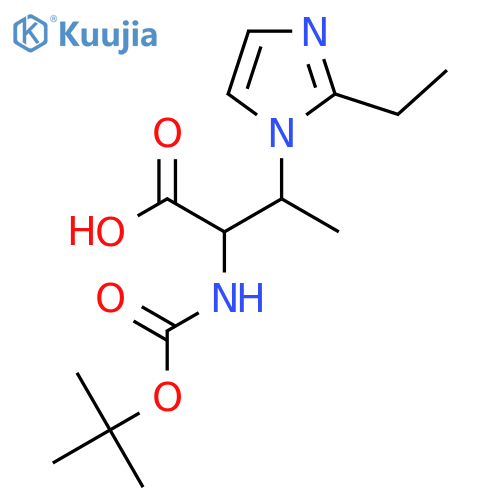 2-{(tert-butoxy)carbonylamino}-3-(2-ethyl-1H-imidazol-1-yl)butanoic acid structure
