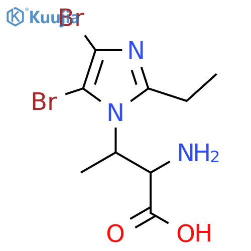 2-amino-3-(4,5-dibromo-2-ethyl-1H-imidazol-1-yl)butanoic acid structure