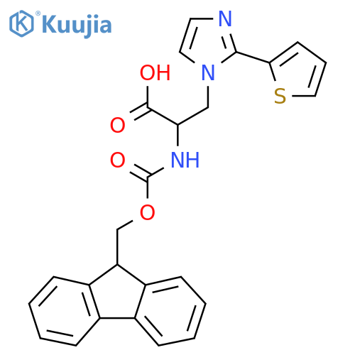 2-({(9H-fluoren-9-yl)methoxycarbonyl}amino)-3-2-(thiophen-2-yl)-1H-imidazol-1-ylpropanoic acid structure