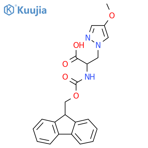 2-({(9H-fluoren-9-yl)methoxycarbonyl}amino)-3-(4-methoxy-1H-pyrazol-1-yl)propanoic acid structure