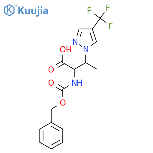 2-{(benzyloxy)carbonylamino}-3-4-(trifluoromethyl)-1H-pyrazol-1-ylbutanoic acid structure