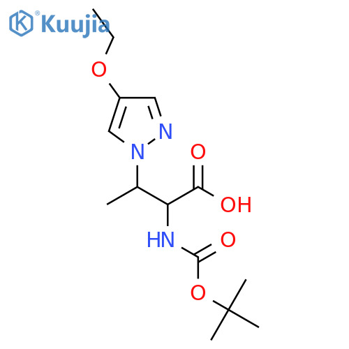 2-{(tert-butoxy)carbonylamino}-3-(4-ethoxy-1H-pyrazol-1-yl)butanoic acid structure