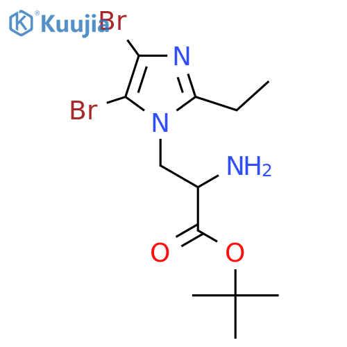 tert-butyl 2-amino-3-(4,5-dibromo-2-ethyl-1H-imidazol-1-yl)propanoate structure
