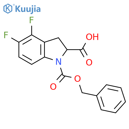 4,5-Difluoro-1-phenylmethoxycarbonyl-2,3-dihydroindole-2-carboxylic acid structure