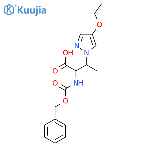 2-{(benzyloxy)carbonylamino}-3-(4-ethoxy-1H-pyrazol-1-yl)butanoic acid structure