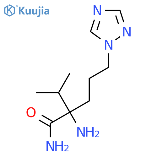 2-amino-2-(propan-2-yl)-5-(1H-1,2,4-triazol-1-yl)pentanamide structure