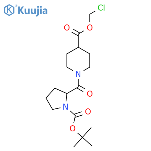Chloromethyl 1-{1-[(tert-butoxy)carbonyl]pyrrolidine-2-carbonyl}piperidine-4-carboxylate structure