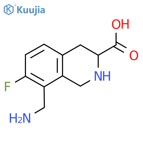 8-(aminomethyl)-7-fluoro-1,2,3,4-tetrahydroisoquinoline-3-carboxylic acid structure