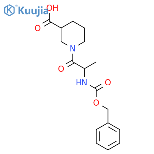1-(2-{(benzyloxy)carbonylamino}propanoyl)piperidine-3-carboxylic acid structure