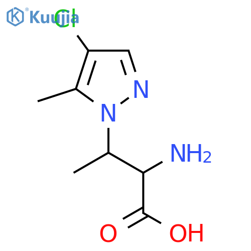 2-amino-3-(4-chloro-5-methyl-1H-pyrazol-1-yl)butanoic acid structure