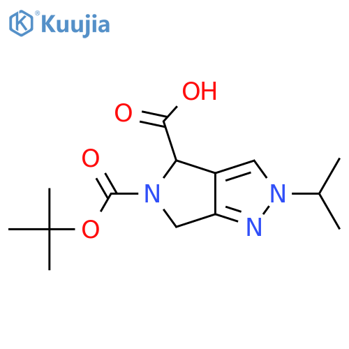 5-(tert-butoxy)carbonyl-2-(propan-2-yl)-2H,4H,5H,6H-pyrrolo3,4-cpyrazole-4-carboxylic acid structure