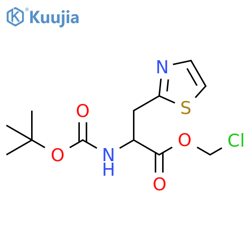 2-Thiazolepropanoic acid, α-[[(1,1-dimethylethoxy)carbonyl]amino]-, chloromethyl ester structure