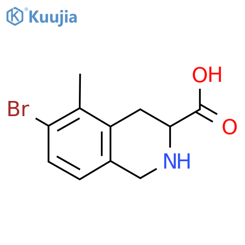 6-bromo-5-methyl-1,2,3,4-tetrahydroisoquinoline-3-carboxylic acid structure