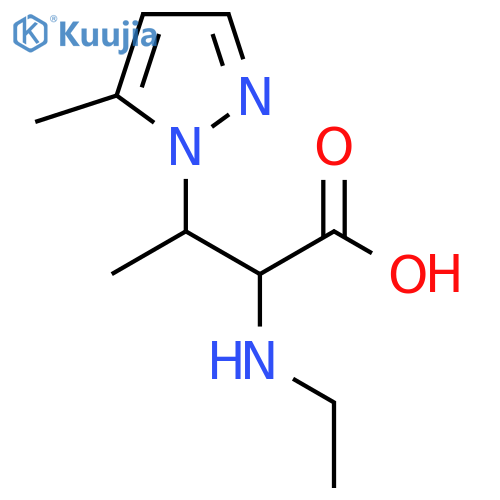 2-(ethylamino)-3-(5-methyl-1H-pyrazol-1-yl)butanoic acid structure