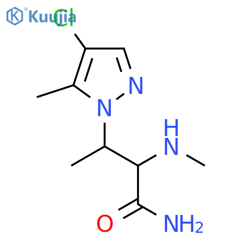 3-(4-chloro-5-methyl-1H-pyrazol-1-yl)-2-(methylamino)butanamide structure