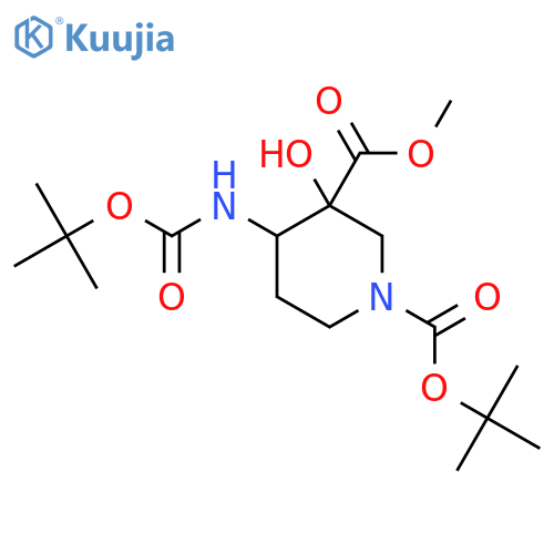1-Tert-butyl 3-methyl 4-{[(tert-butoxy)carbonyl]amino}-3-hydroxypiperidine-1,3-dicarboxylate structure
