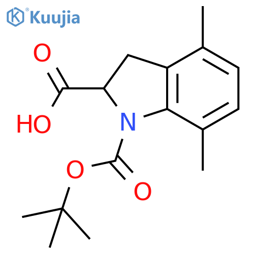 1H-Indole-1,2-dicarboxylic acid, 2,3-dihydro-4,7-dimethyl-, 1-(1,1-dimethylethyl) ester structure