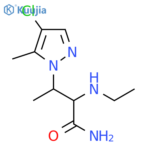3-(4-chloro-5-methyl-1H-pyrazol-1-yl)-2-(ethylamino)butanamide structure