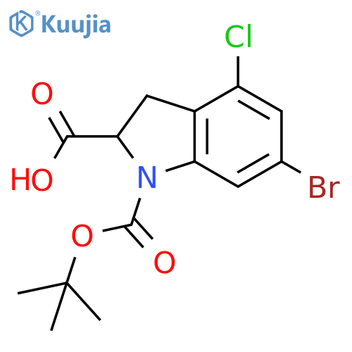 1H-Indole-1,2-dicarboxylic acid, 6-bromo-4-chloro-2,3-dihydro-, 1-(1,1-dimethylethyl) ester structure