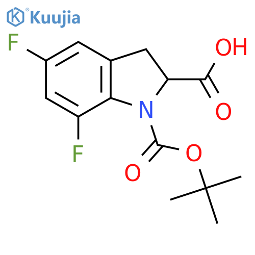 1H-Indole-1,2-dicarboxylic acid, 5,7-difluoro-2,3-dihydro-, 1-(1,1-dimethylethyl) ester structure