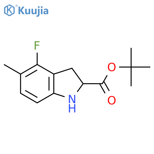 tert-butyl 4-fluoro-5-methyl-2,3-dihydro-1H-indole-2-carboxylate structure