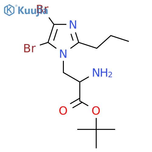tert-butyl 2-amino-3-(4,5-dibromo-2-propyl-1H-imidazol-1-yl)propanoate structure
