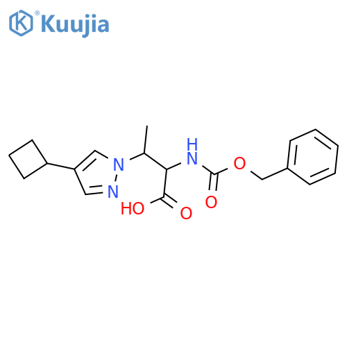 2-{(benzyloxy)carbonylamino}-3-(4-cyclobutyl-1H-pyrazol-1-yl)butanoic acid structure