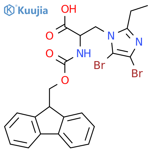 3-(4,5-dibromo-2-ethyl-1H-imidazol-1-yl)-2-({(9H-fluoren-9-yl)methoxycarbonyl}amino)propanoic acid structure