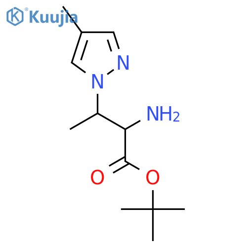 tert-butyl 2-amino-3-(4-methyl-1H-pyrazol-1-yl)butanoate structure