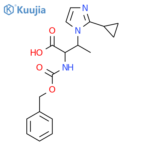 2-{(benzyloxy)carbonylamino}-3-(2-cyclopropyl-1H-imidazol-1-yl)butanoic acid structure