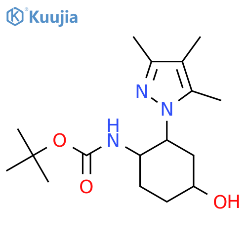 tert-butyl N-[4-hydroxy-2-(trimethyl-1H-pyrazol-1-yl)cyclohexyl]carbamate structure