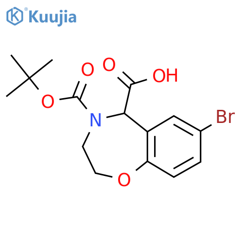 7-bromo-4-(tert-butoxy)carbonyl-2,3,4,5-tetrahydro-1,4-benzoxazepine-5-carboxylic acid structure