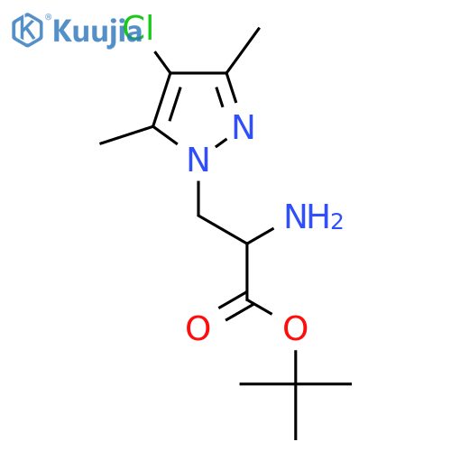 tert-butyl 2-amino-3-(4-chloro-3,5-dimethyl-1H-pyrazol-1-yl)propanoate structure
