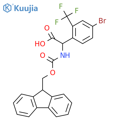 2-[4-bromo-2-(trifluoromethyl)phenyl]-2-(9H-fluoren-9-ylmethoxycarbonylamino)acetic acid structure