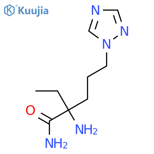 2-amino-2-ethyl-5-(1H-1,2,4-triazol-1-yl)pentanamide structure
