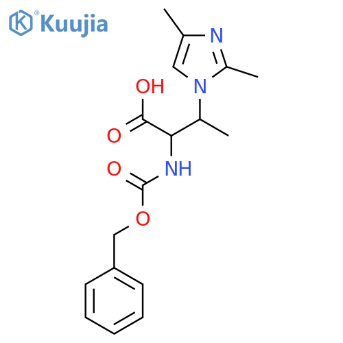 2-{(benzyloxy)carbonylamino}-3-(2,4-dimethyl-1H-imidazol-1-yl)butanoic acid structure