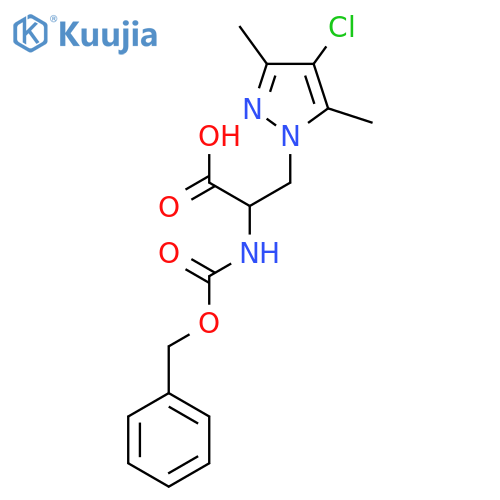 2-{(benzyloxy)carbonylamino}-3-(4-chloro-3,5-dimethyl-1H-pyrazol-1-yl)propanoic acid structure
