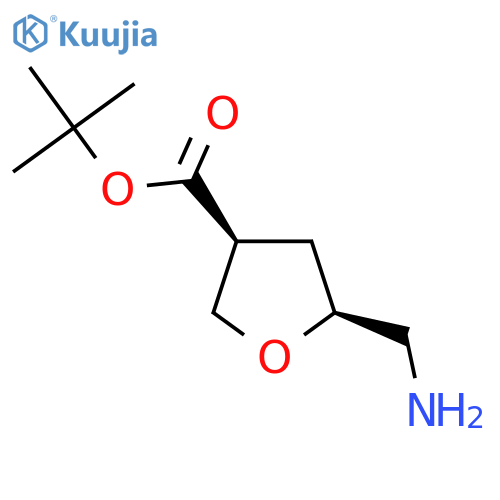 rac-tert-butyl (3R,5R)-5-(aminomethyl)oxolane-3-carboxylate structure