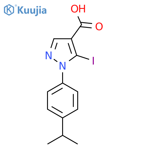 5-iodo-1-4-(propan-2-yl)phenyl-1H-pyrazole-4-carboxylic acid structure