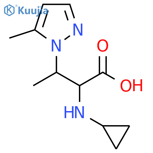 2-(cyclopropylamino)-3-(5-methyl-1H-pyrazol-1-yl)butanoic acid structure
